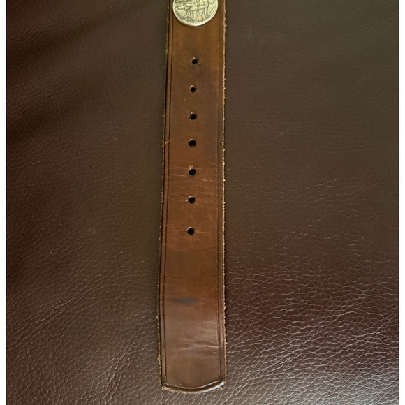 Changeable Eagle Buckle Belt with Silver Coins Handmade Brown Leather - Picture 9 of 13